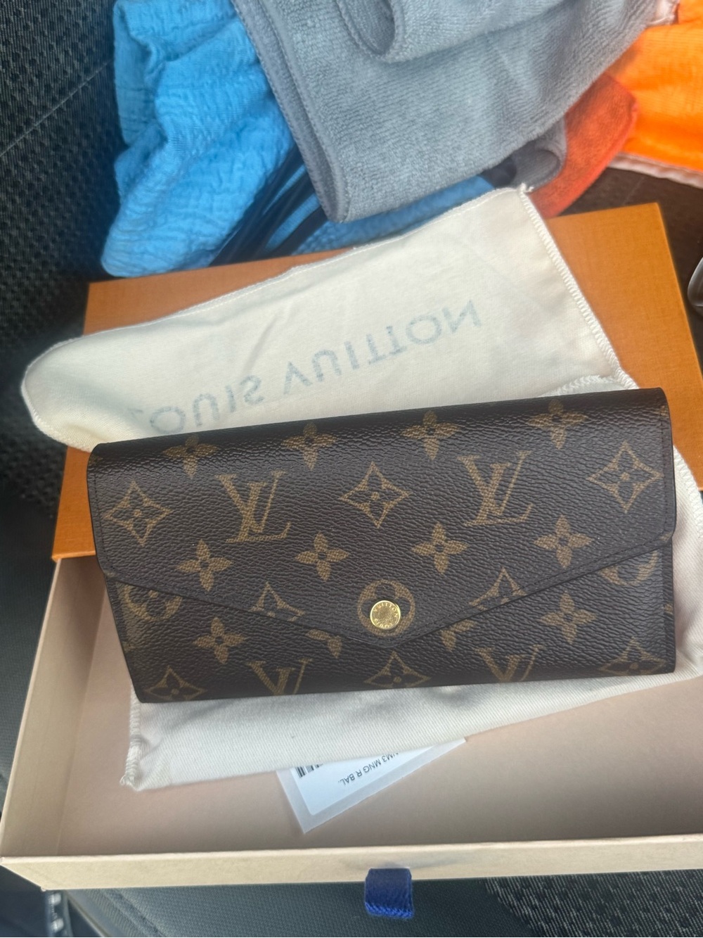 Louis Vuitton Brown Monogram Canvas Flap Wallet with Gold Hardware